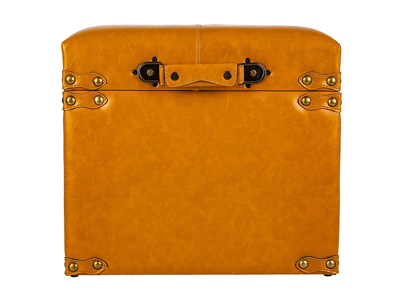 Orangefarbener Schubladenhocker aus Kunstleder, 38x38x35h cm