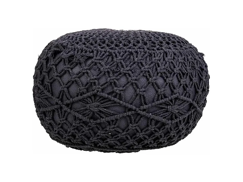 Pouf en coton tressé noir 45x45x30h