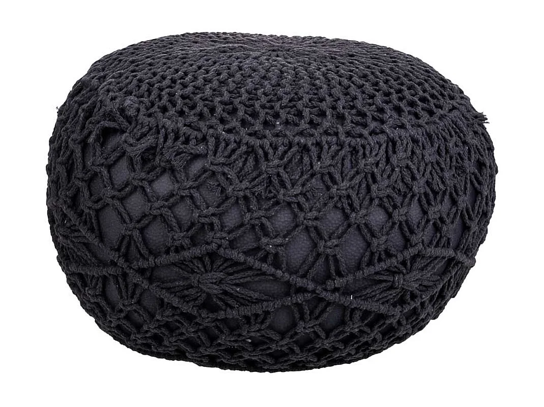Puff de algodão trançado preto 45x45x30