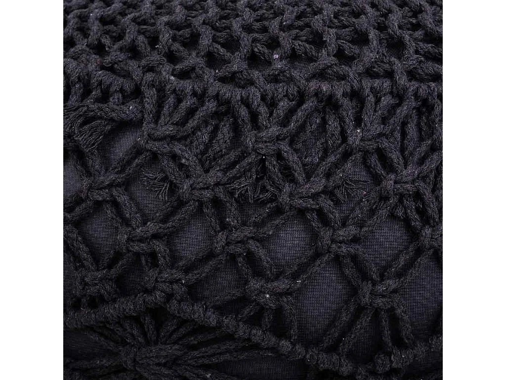 Puff de algodão trançado preto 45x45x30