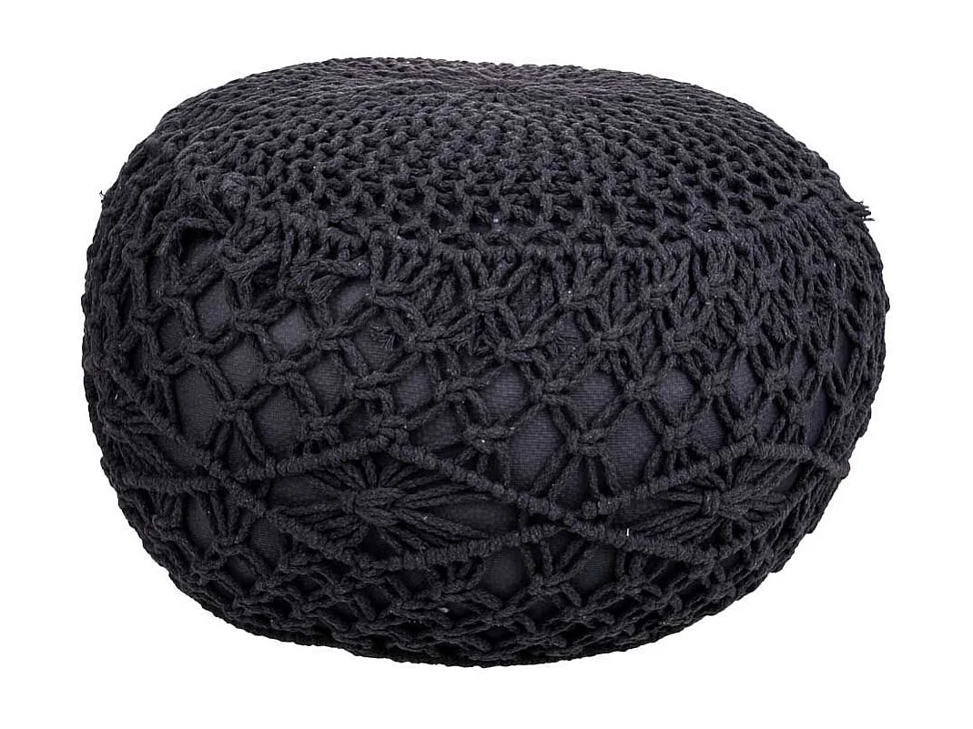 Pouf coton tressé gris foncé 45x45x30