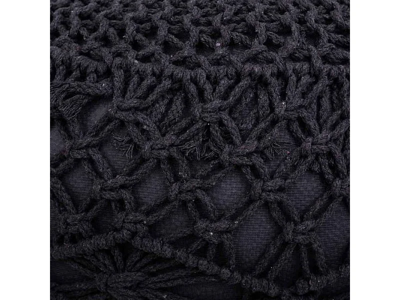 Pouf coton tressé gris foncé 45x45x30