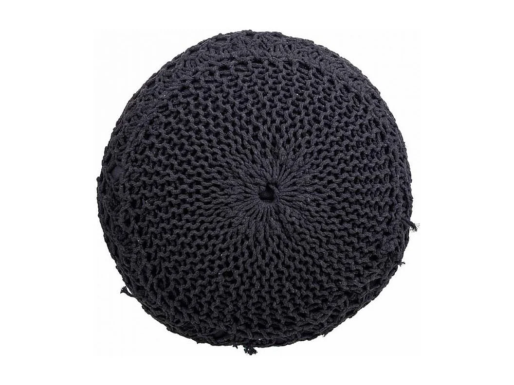 Pouf coton tressé gris foncé 45x45x30