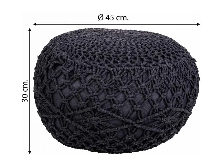 Pouf coton tressé gris foncé 45x45x30