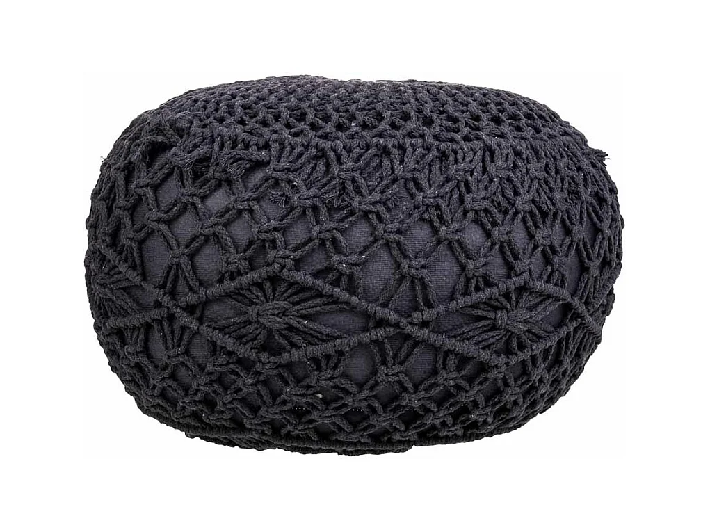 Pouf en coton tressé noir 45x45x30h