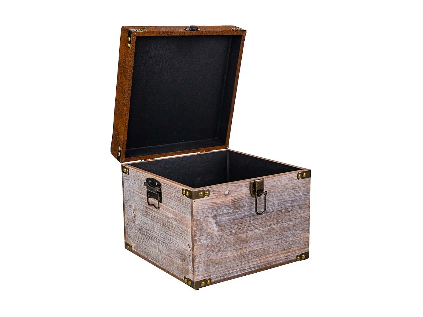 Sgabello con cassetti in legno e similpelle marrone 30x30x28h