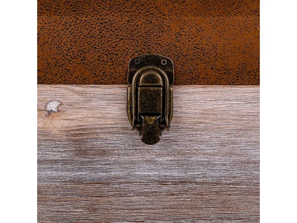 Sgabello con cassetti in legno e similpelle marrone 30x30x28h