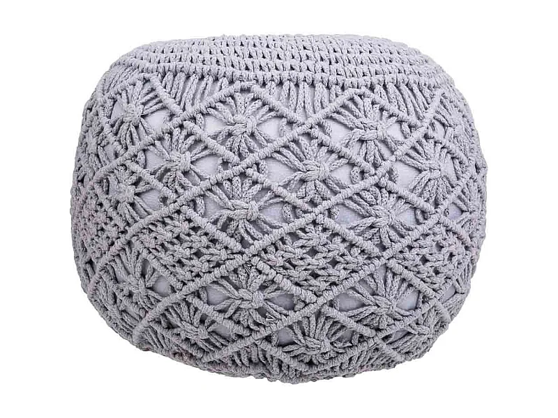 Pouf en coton tressé gris 45x45x40h