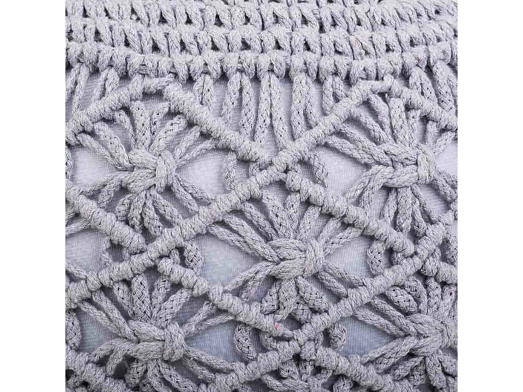 Puff de algodão trançado cinza 45x45x40