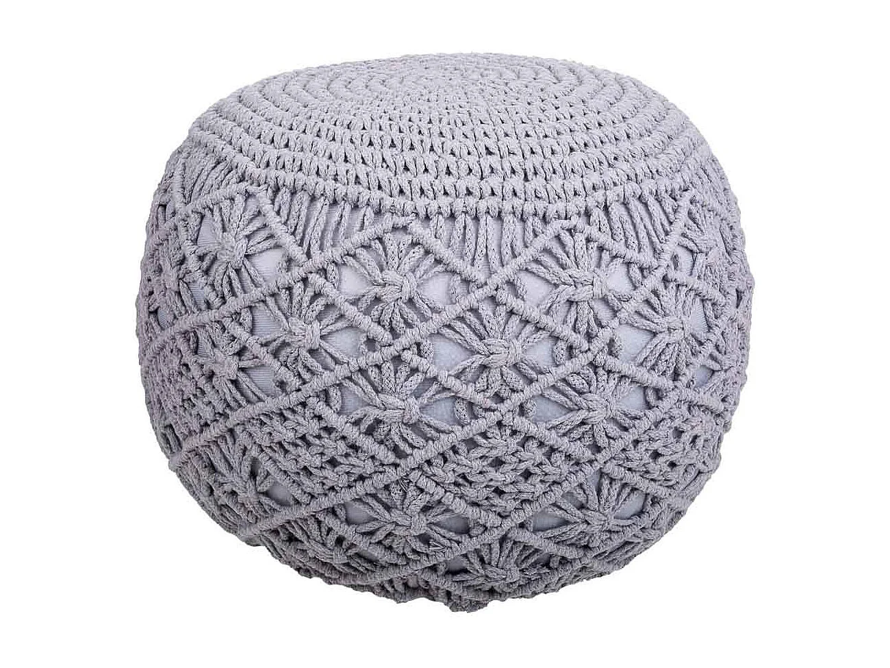 Pouf en coton tressé gris 45x45x40h