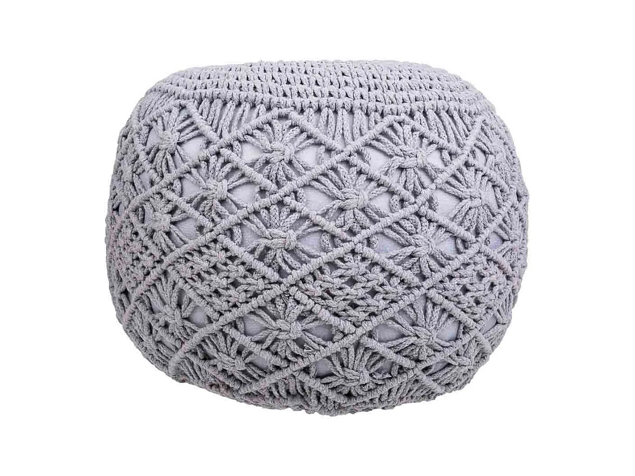 Pouf en coton tressé gris 45x45x40h
