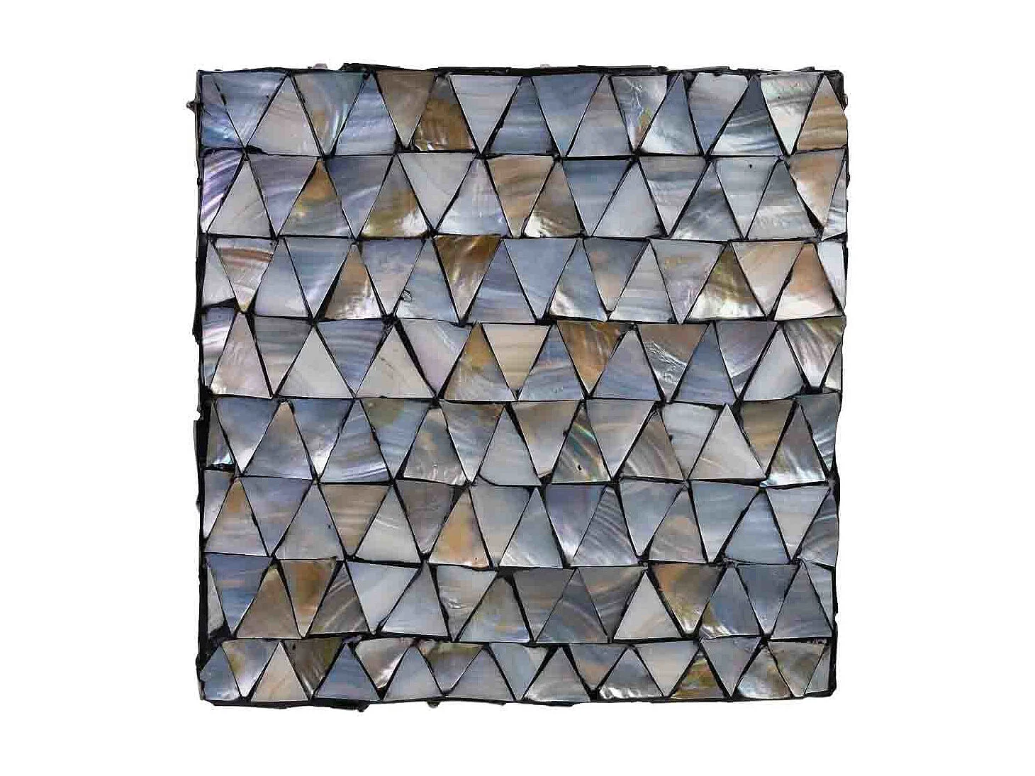 Hocker aus Holz und Perlmutt, grau, 35x35x45H cm