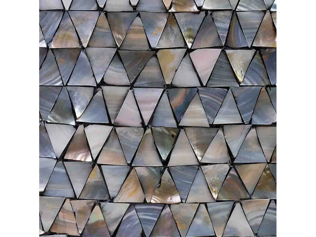 Hocker aus Holz und Perlmutt, grau, 35x35x45H cm