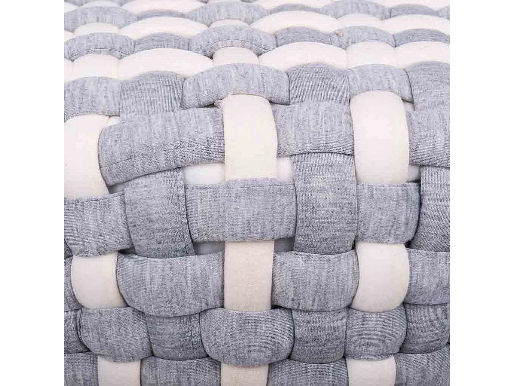 Sgabello grigio in cotone intrecciato e legno 40x40x36h