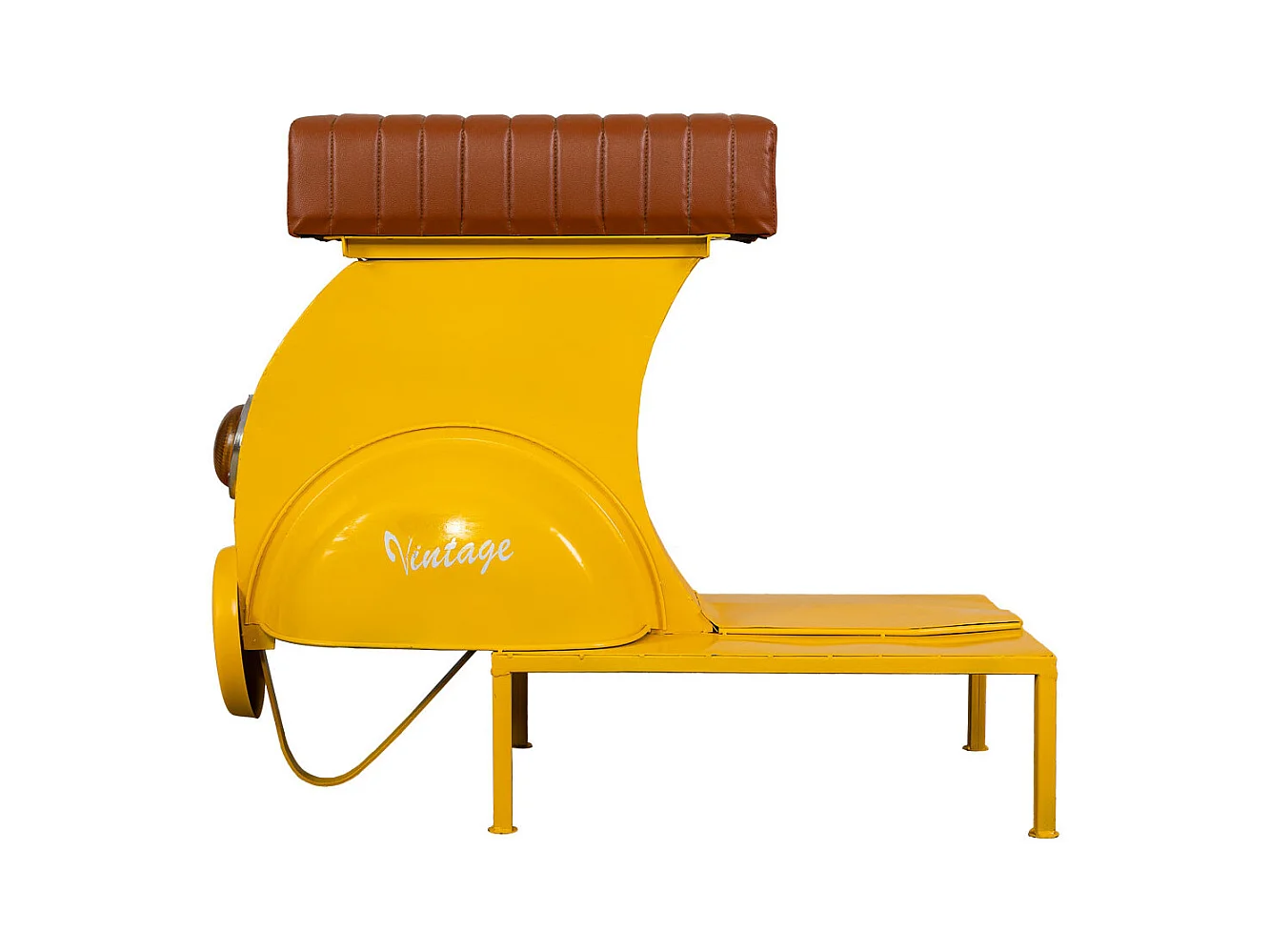 Tabouret en métal et cuir jaune 95x50x75h