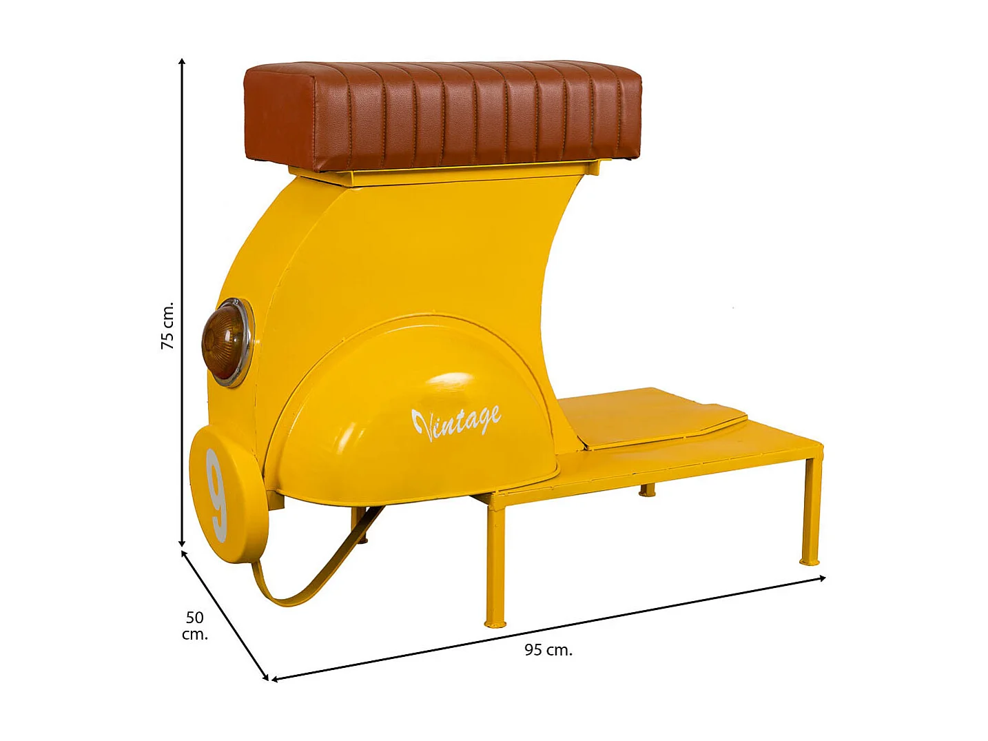 Tabouret en métal et cuir 95x50x75