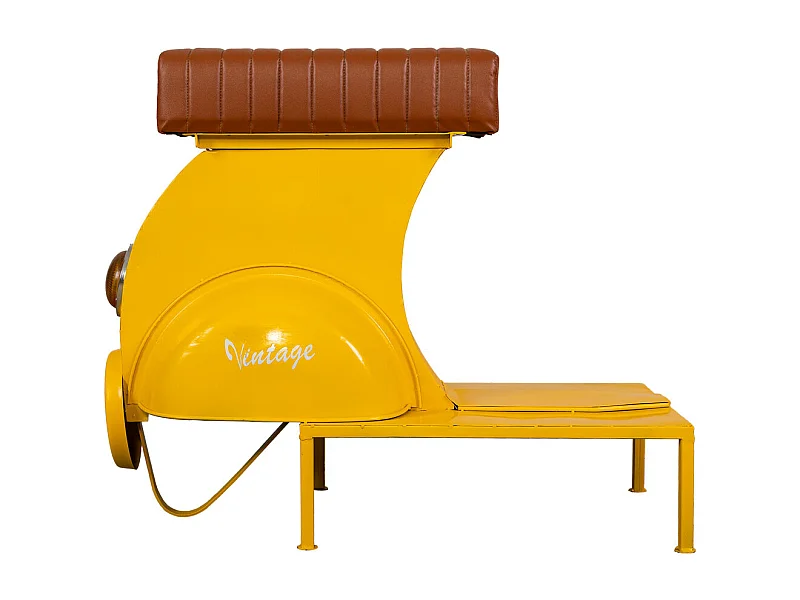 Tabouret en métal et cuir 95x50x75