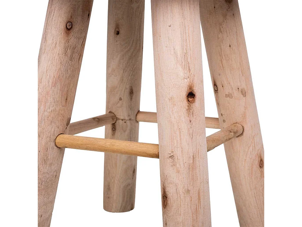 Roter Hocker aus gewebter Baumwolle und Holz, 32x32x44h cm