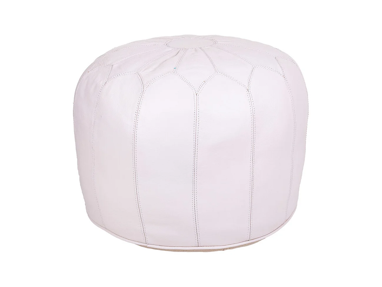 Weißer Lederhocker 48x48x38h cm