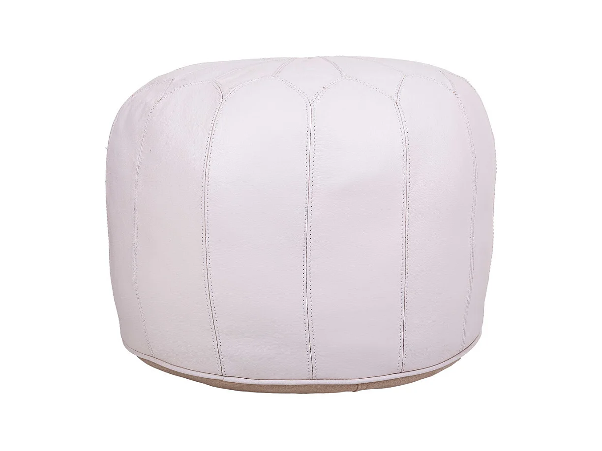 Weißer Lederhocker 48x48x38h cm