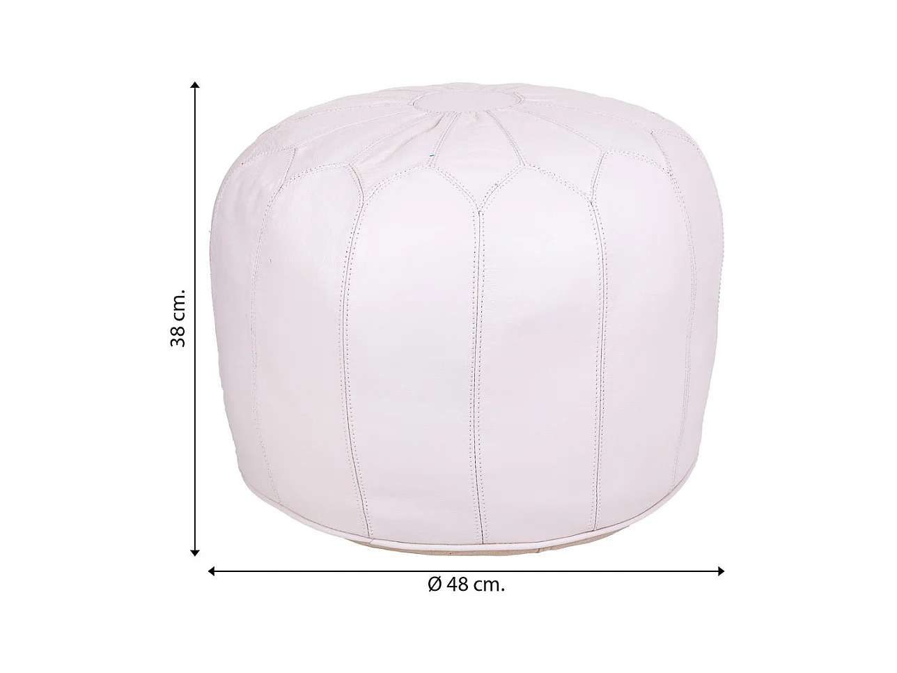 Weißer Lederhocker 48x48x38h cm