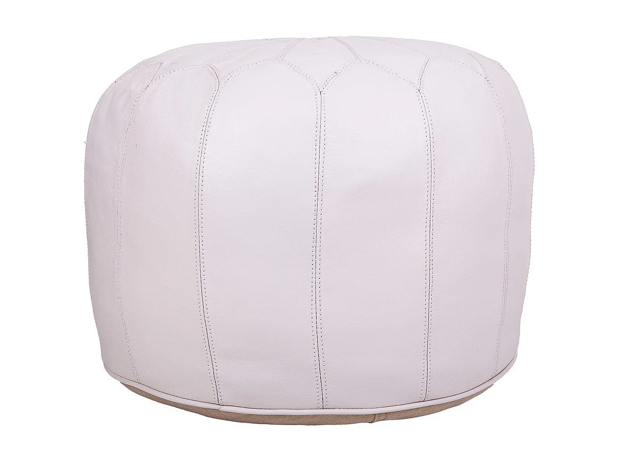 Weißer Lederhocker 48x48x38h cm