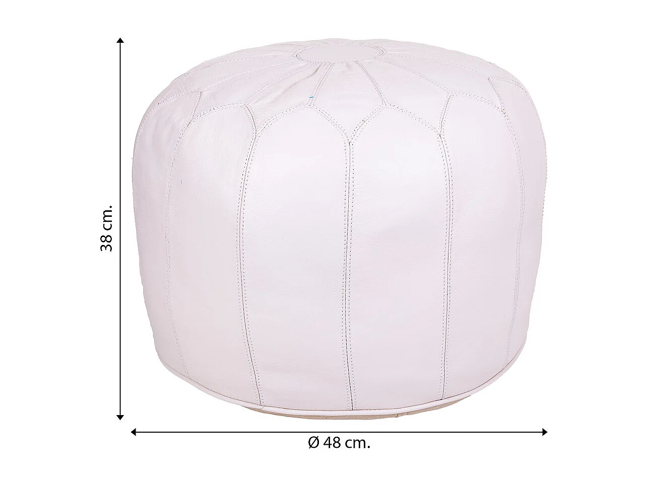 Pouf en cuir blanc 48x48x38h