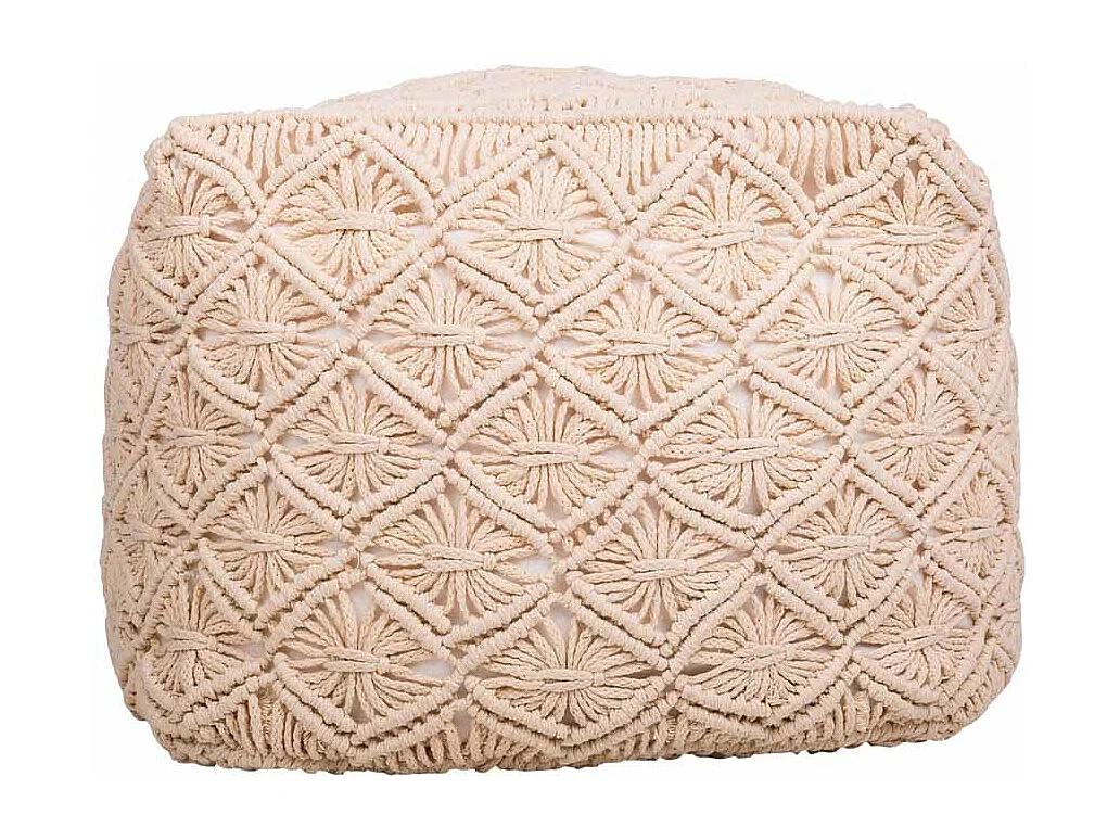 Puf in cotone intrecciato panna 45x45x40h