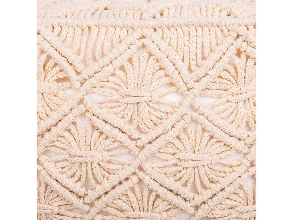 Puf in cotone intrecciato panna 45x45x40h