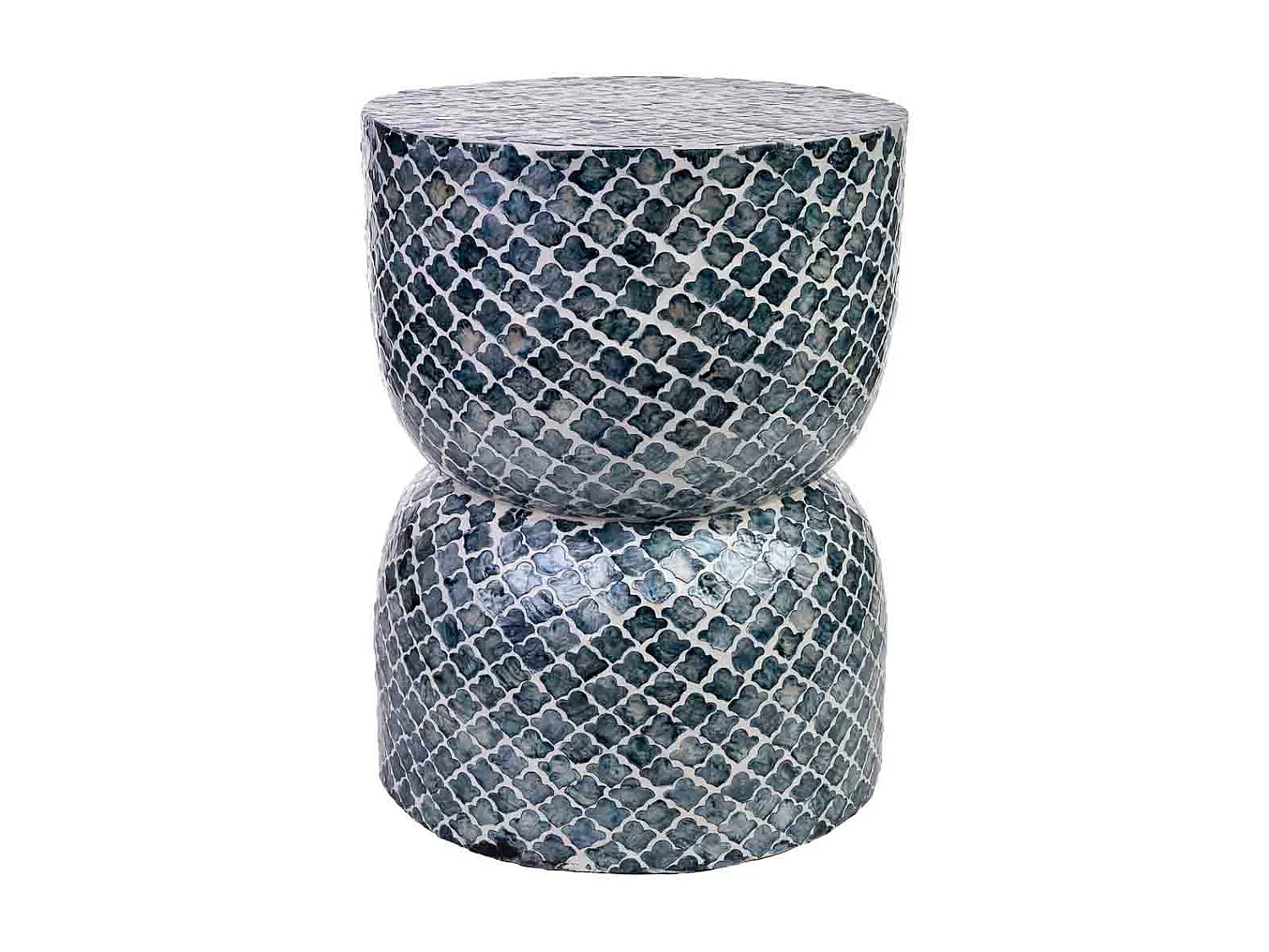 Sgabello in legno e capiz grigio d35,5x46h cm