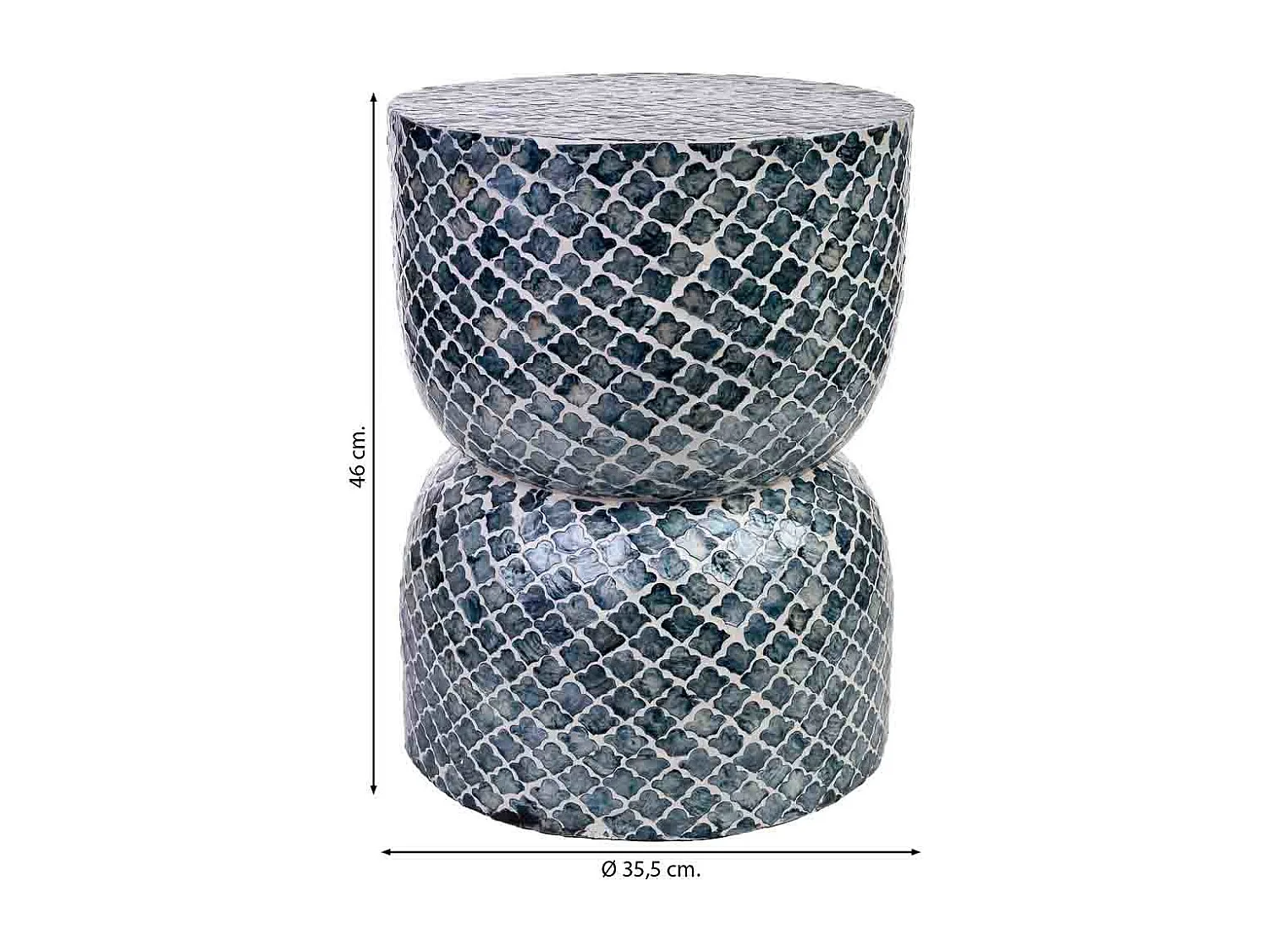 Sgabello in legno e capiz grigio d35,5x46h cm