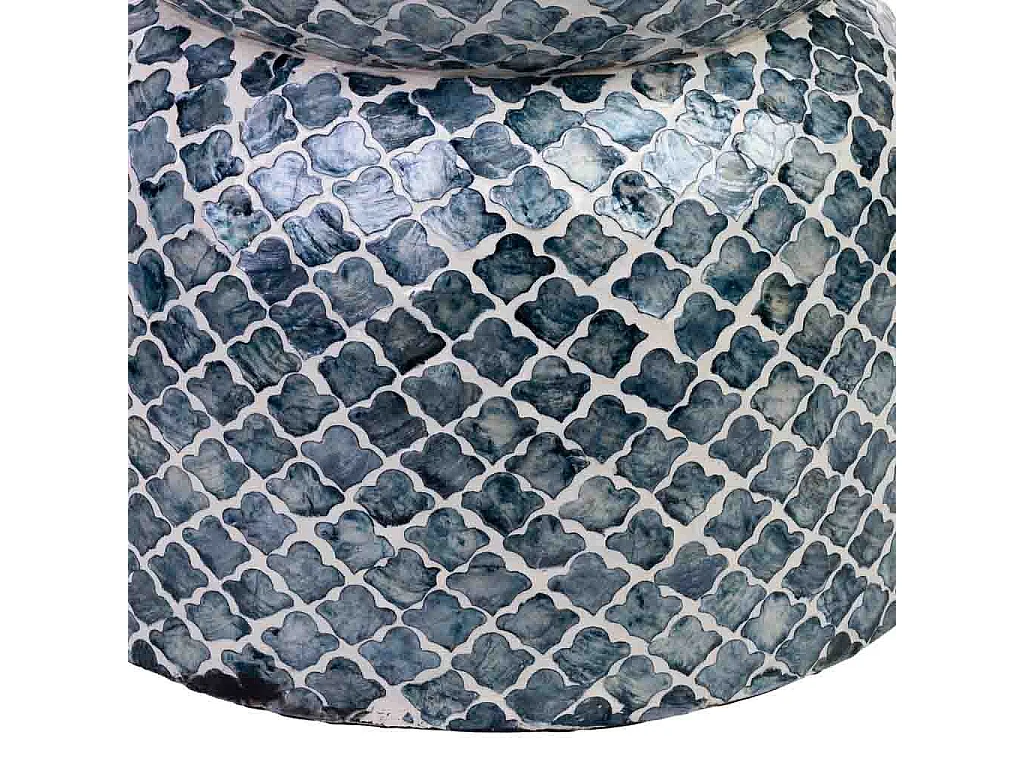 Sgabello in legno e capiz grigio d35,5x46h cm