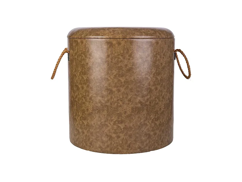 Hocker aus grauem Holz und Leinen, T40x42h cm