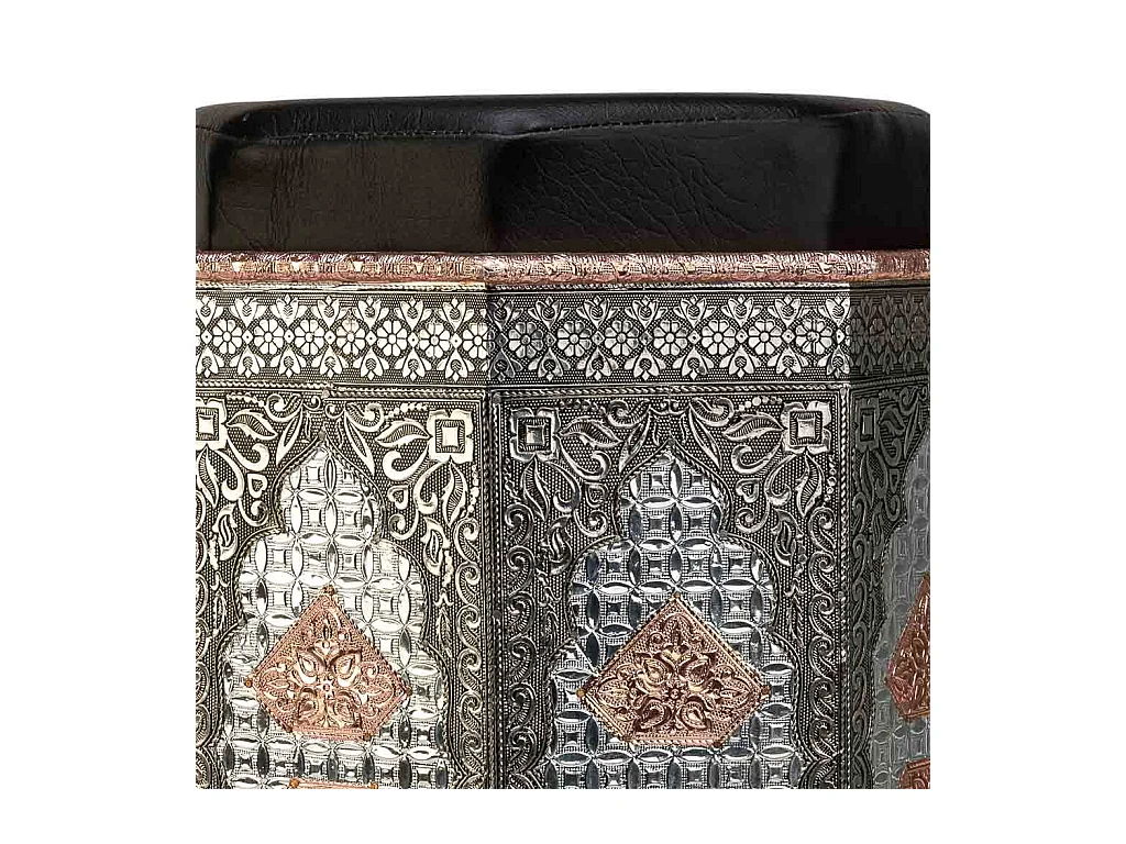 Blauer handbemalter Metallhocker 31x31x42h cm