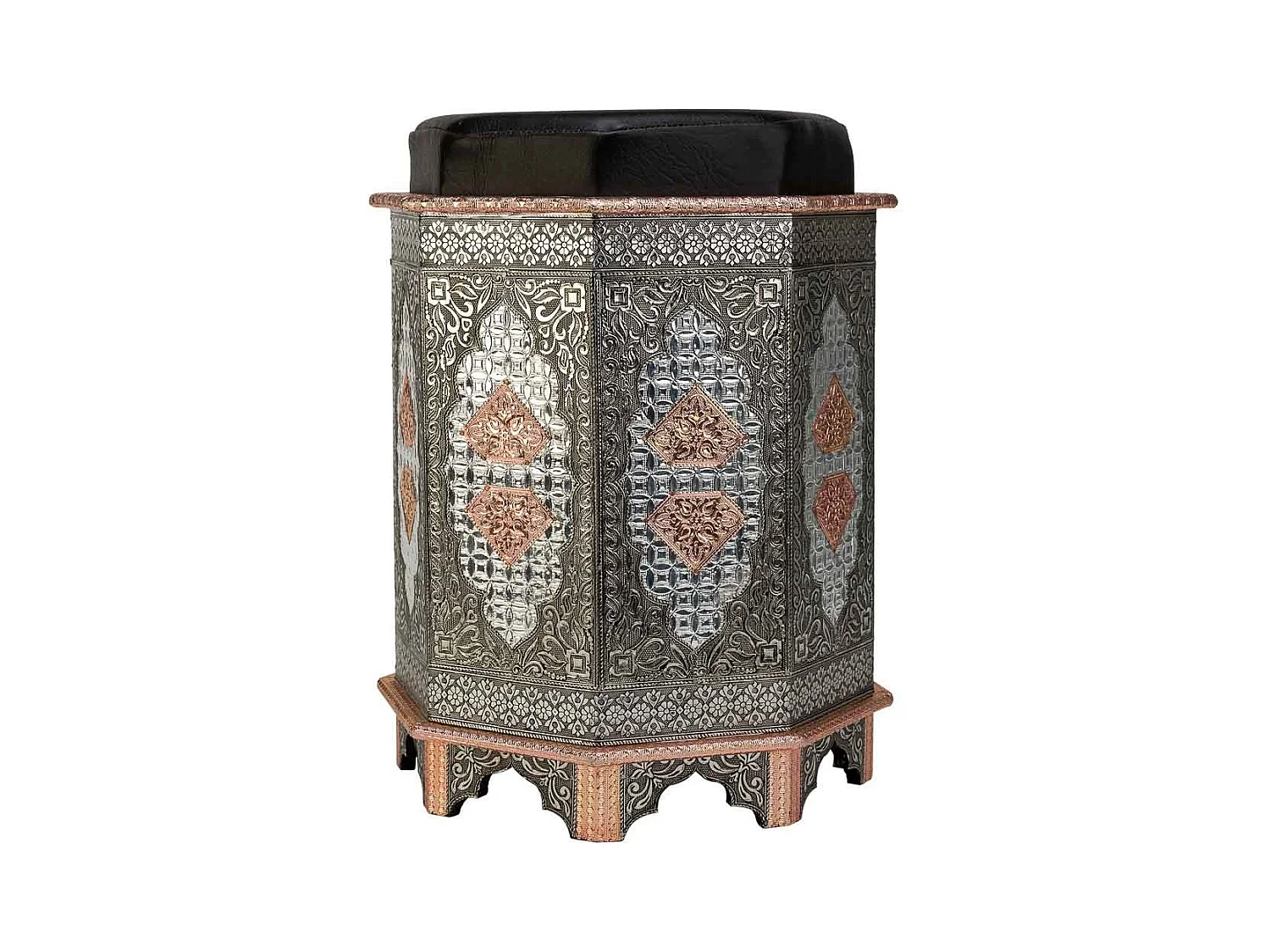 Tabouret en métal peint à la main bleu 31x31x42h