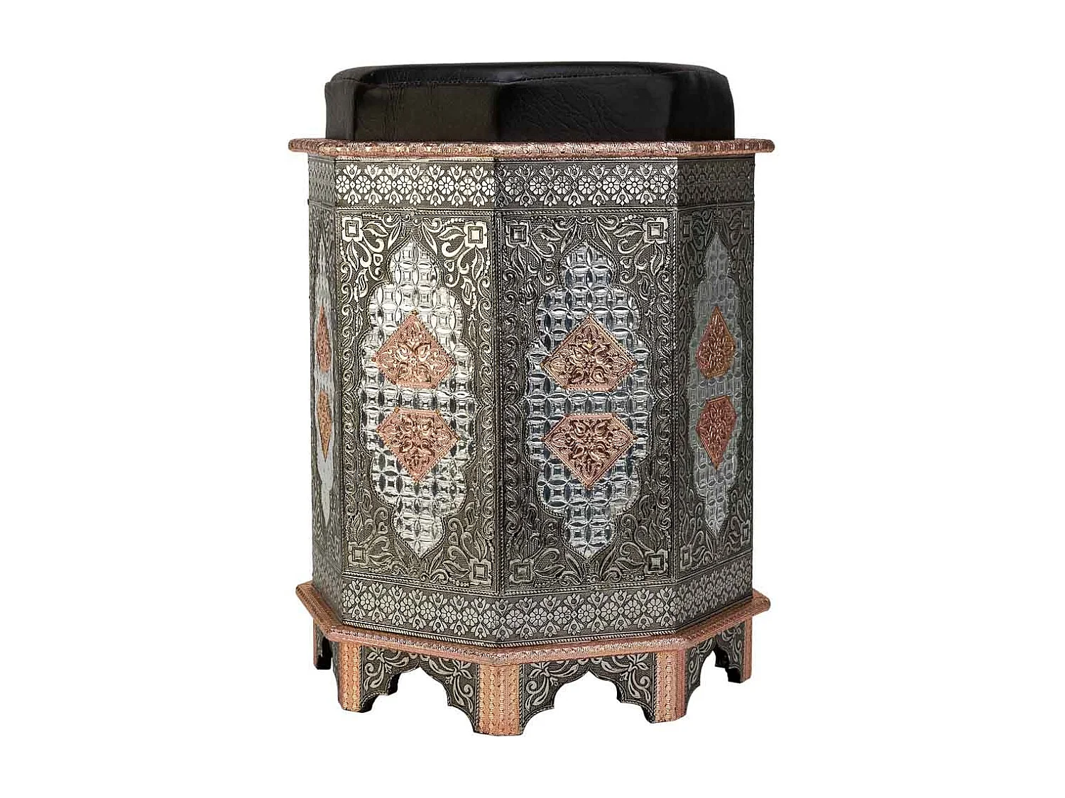 Blauer handbemalter Metallhocker 31x31x42h cm