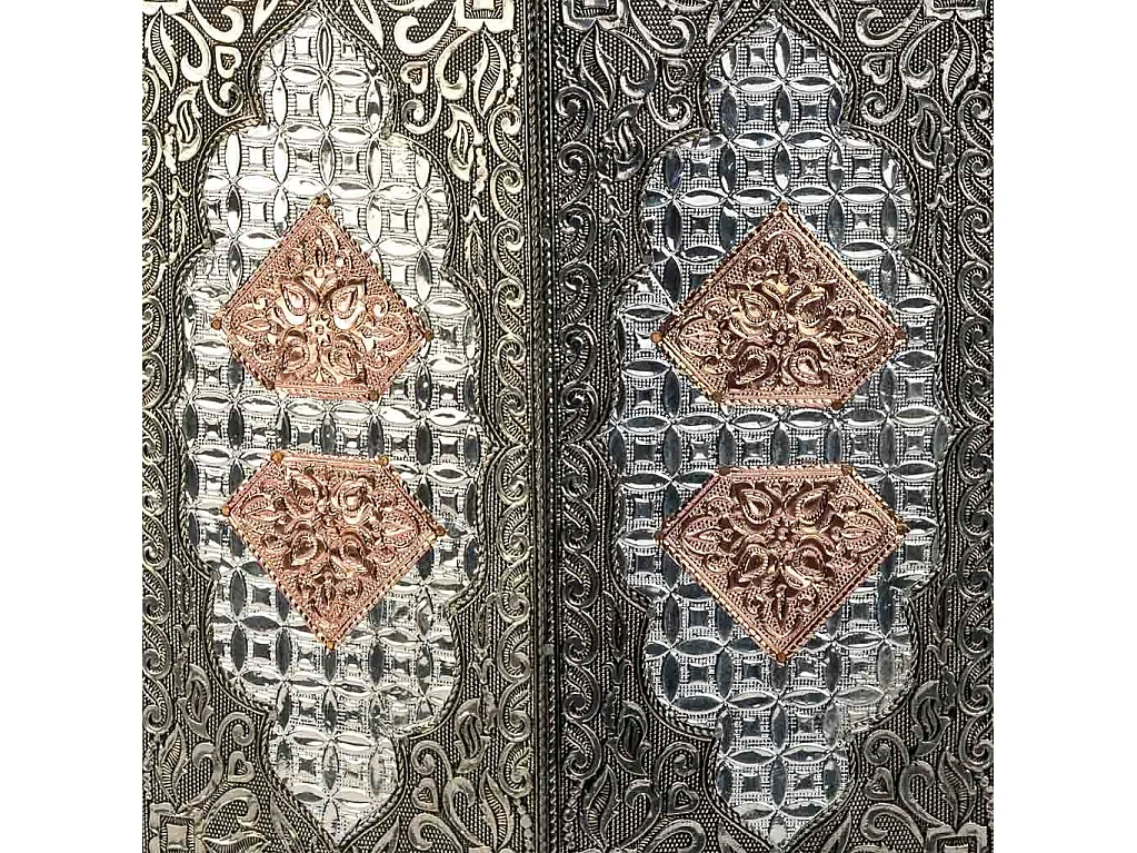 Blauer handbemalter Metallhocker 31x31x42h cm