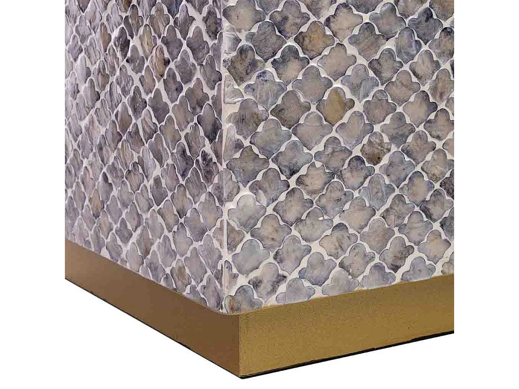 Hocker aus Holz und Capiz, grau, 35x35x45H cm