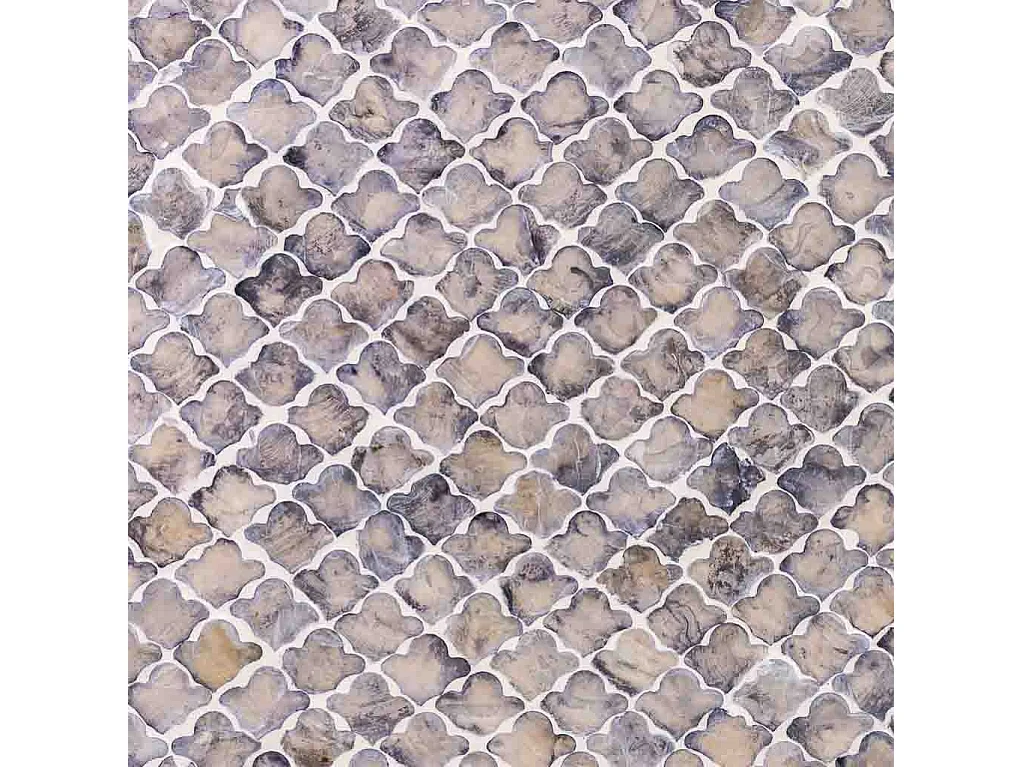 Hocker aus Holz und Capiz, grau, 35x35x45H cm