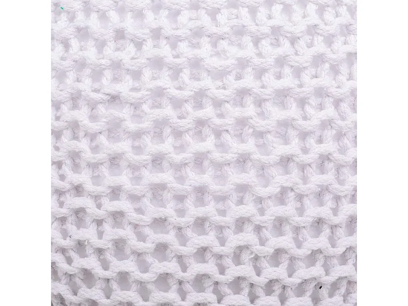 Pouf en coton tressé blanc 38x38x30h