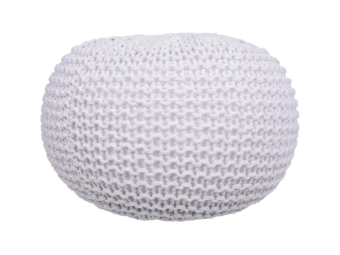 Pouf en coton tressé blanc 38x38x30h