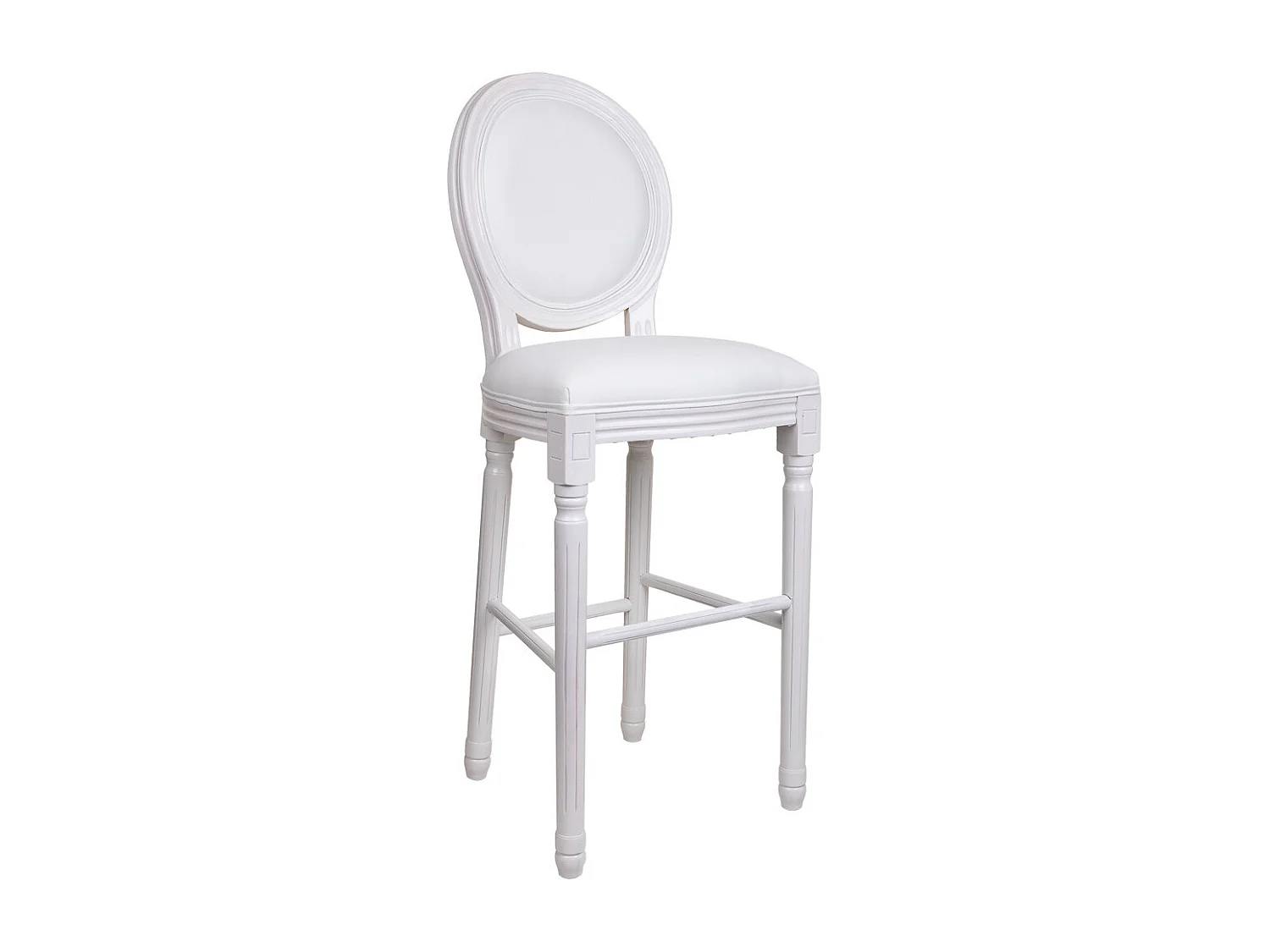 Tabouret en bois blanc 52x46x116h
