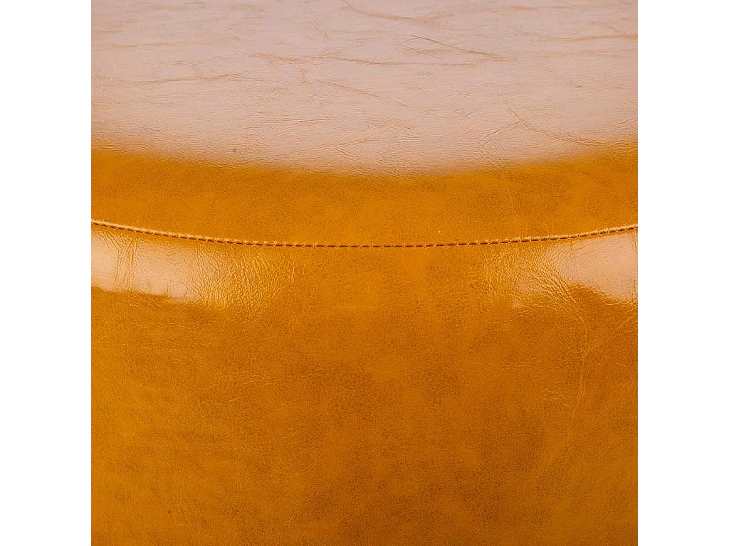 Banqueta de madeira e couro sintético laranja 40x40x13/29