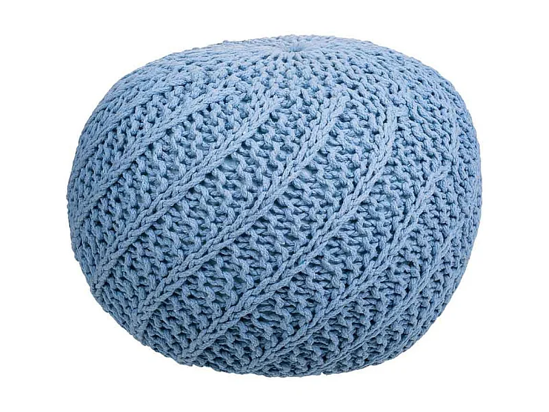 Pouf en coton tressé bleu 45x45x30h
