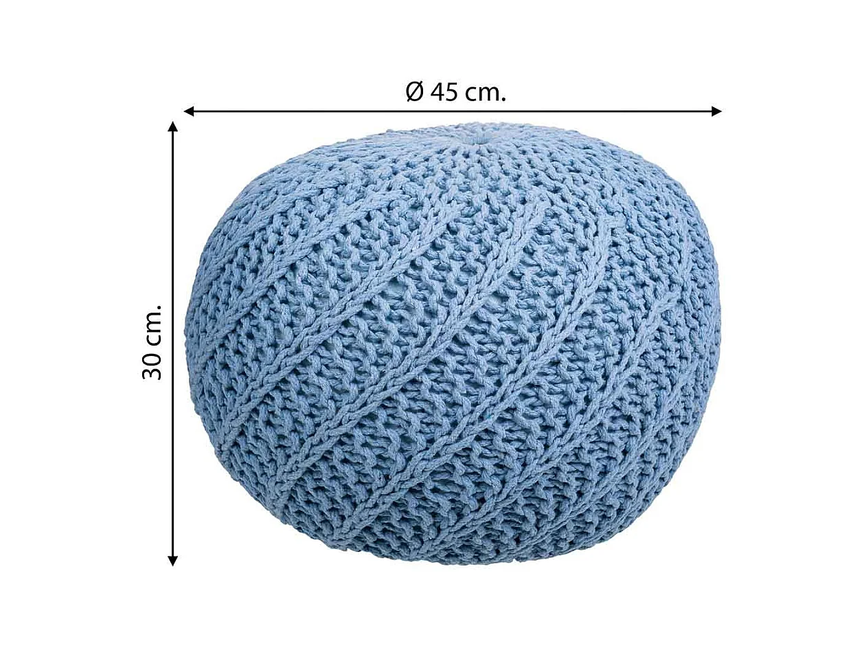 Blauer geflochtener Baumwoll-Puff 45x45x30h cm
