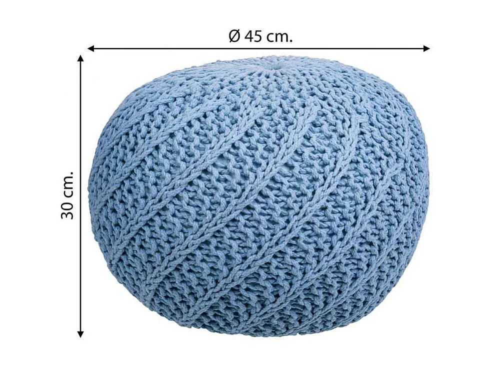 Pouf en coton tressé bleu 45x45x30h