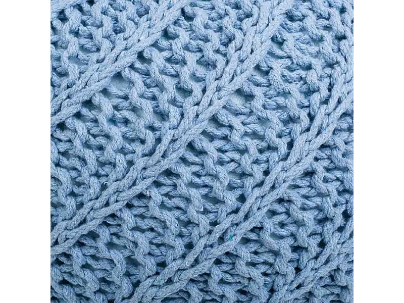 Puf in cotone intrecciato blu 45x45x30h