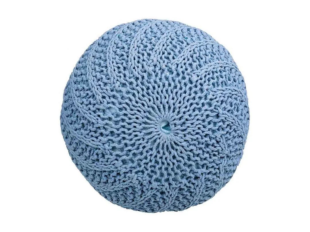 Puf in cotone intrecciato blu 45x45x30h