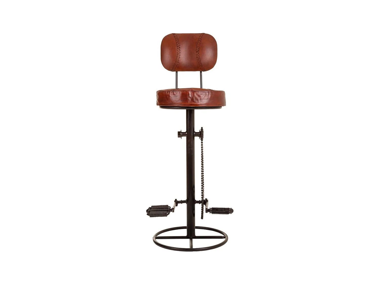 Banqueta preta de metal e couro 41x41x117
