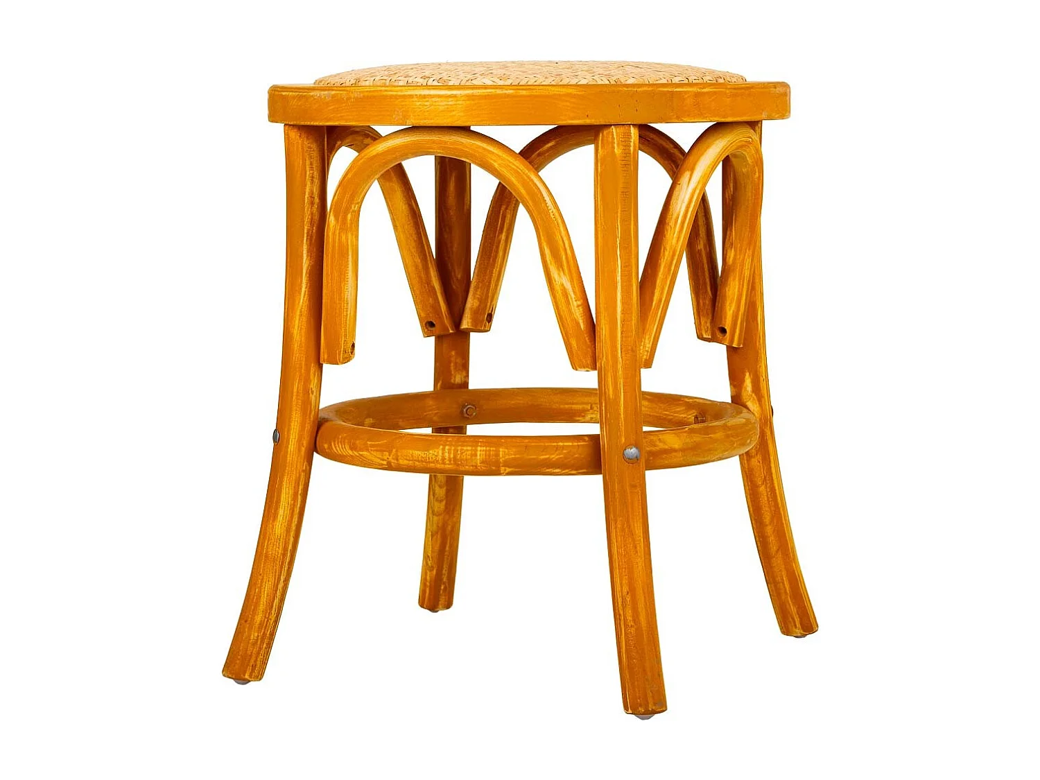 Banqueta de madeira e assento de vime marrom d40x45